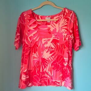 Chico's women’s cotton shirt size Medium pink and red (chico's size 1)